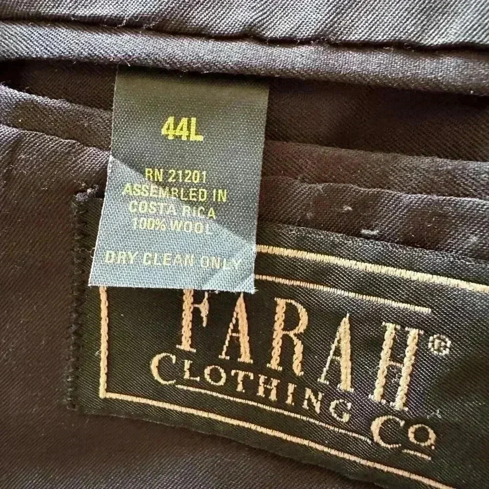 Farah Clothing Co. Men's Wool Tweed 2 Buttons Blazer Jacket Size 44L herringbone